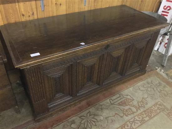 Carved oak panelled coffer